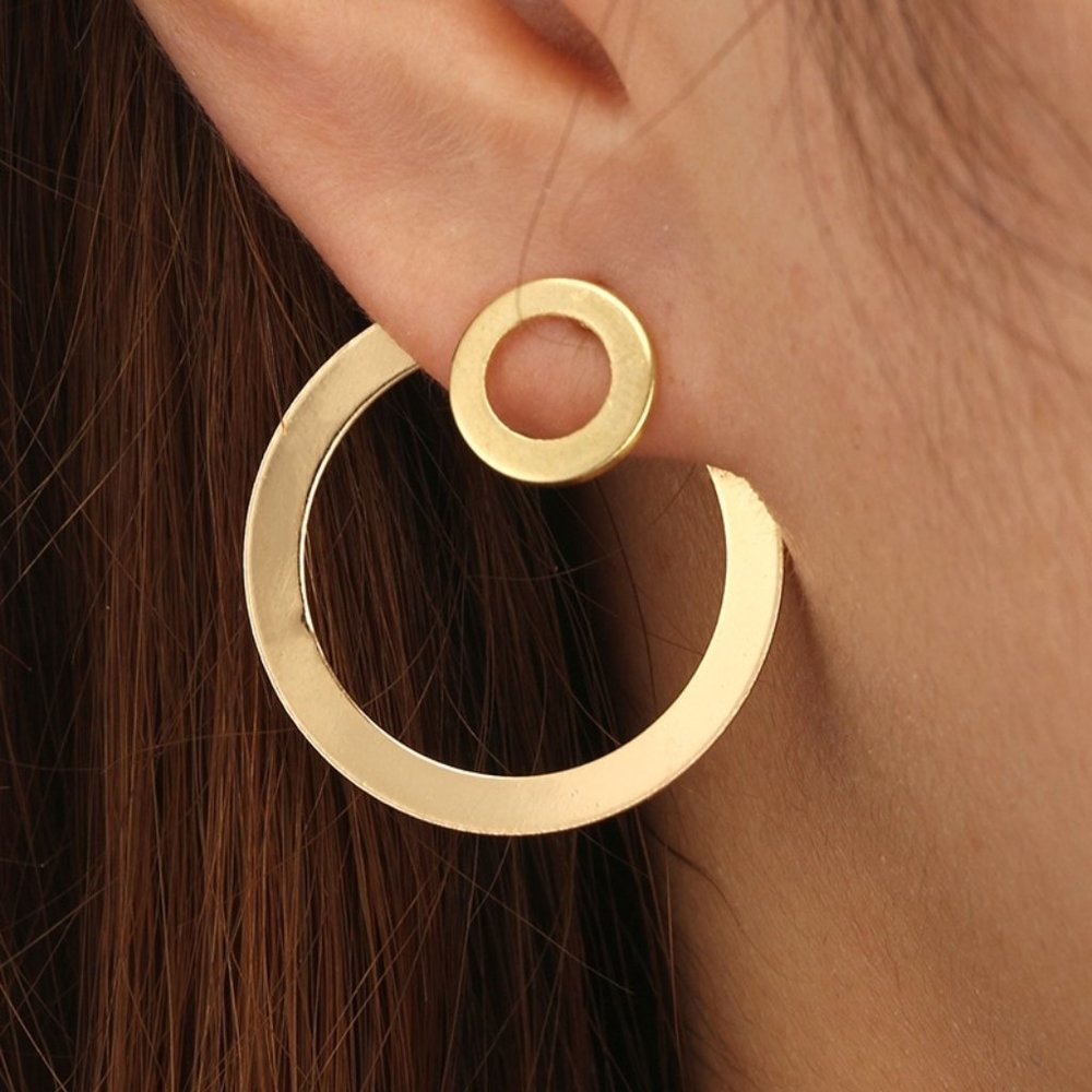 Earrings Women Circle Minimalist Bohemian Hoop Drop Cute Trendy Jewelry - Picture 2 of 7